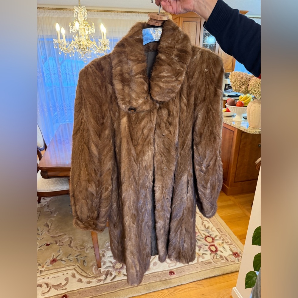Elegant Brown Real Fur Coat from Poland